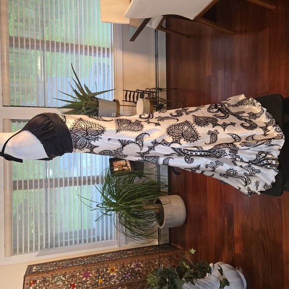 Vintage Cache Y2K Embellished Plunge Halter Paisly Satin Evening Gown Size 2 - Picture 5 of 11